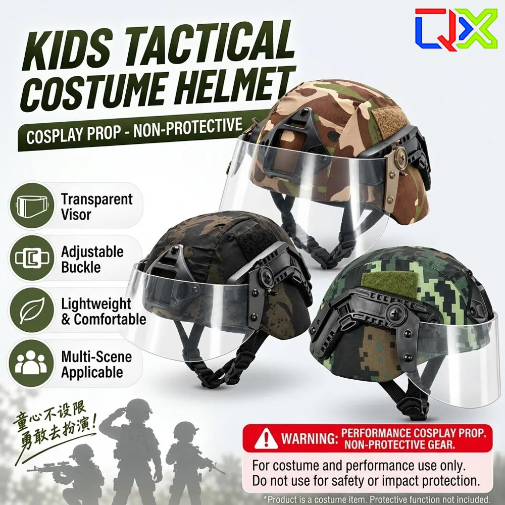 QX Child Clear Visor Face Guard for FAST Helmet Arc Rail Outdoor Tactical Windproof Protective Mask Accessories