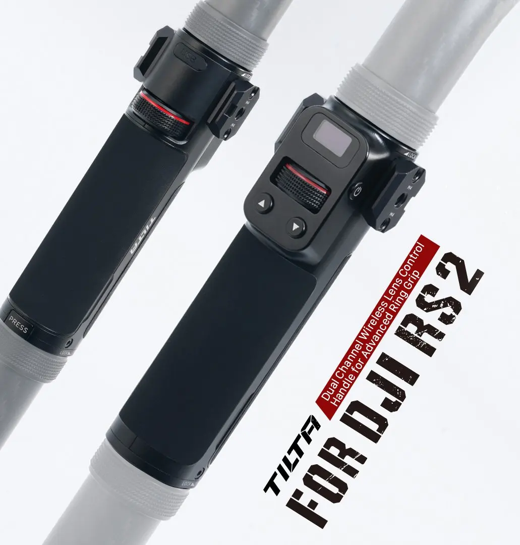 TILTA para DJI RS2/RS3 Pro/RS4/RS4 Pro RS5: Punho de Controle Remoto Sem Fio de Canal Duplo para Lentes, com Anel de Apoio Avançado