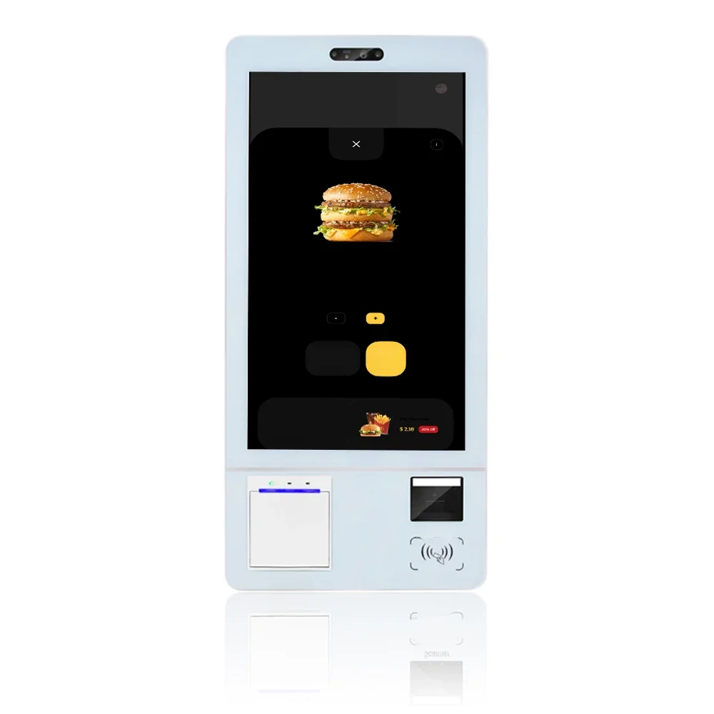 21.5", 24" Self ordering kiosk for restaurants Android or Windows OSD, touch screen, 80mm printer, scanner, Handheld POS holder