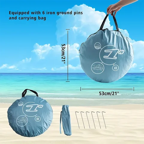 Snabb uppsättning. Pop Up strandtält bärbart solskydd utomhus camping fisketak, campingtillbehör, robust konstruktion 10 best sales Sun Shelter-stranden - №9
