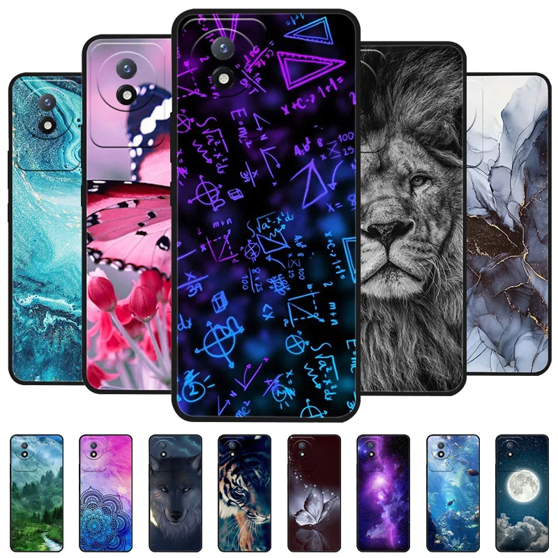 For Vivo Y02 Case Y02s Silicone Soft Marble Black Bumper Funda Coque for Vivo Y02s V2203 Y 02S Y 02 S VivoY02 4G Full Protective