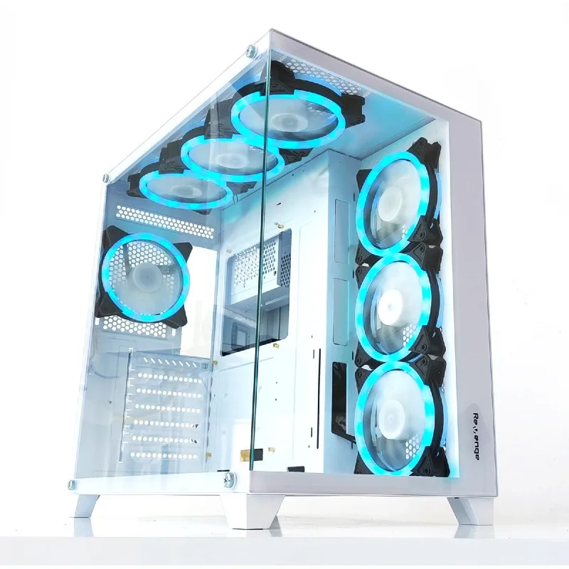 Controlled White Supernova 7 RGB Fan ATX Tempered Glass Panel Aquarium Gaming Computer Case