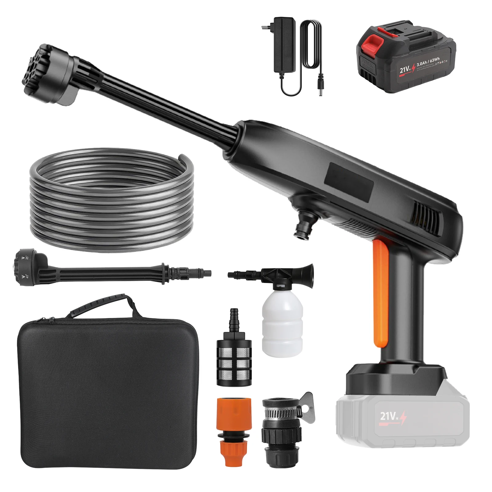 60bar Draadloze Hogedrukreiniger Wasmachine 30000Mah Spray Waterpistool Tuin Waswater Reinigingsmachine Voor Makita 18V Batterij