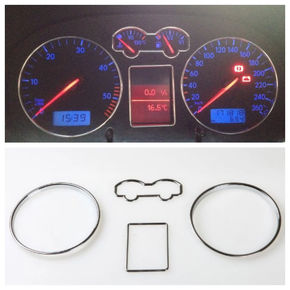 Chrome Speedometer Gauge Dial Rings Bezel/Trim | ABS Chromed Plastic | For VW Golf Jetta Bora MK4, Passat B5, Eurovan T4