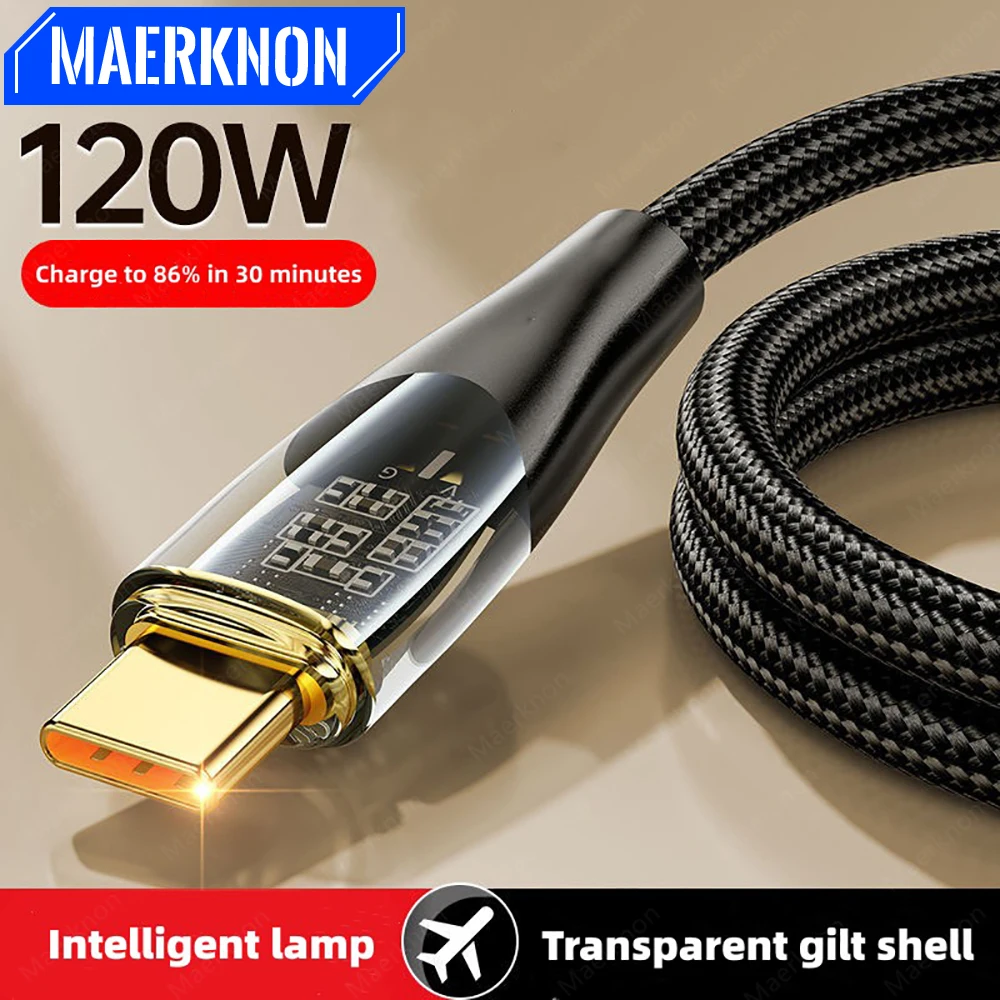 

120W Type C Cable Super Fast Charging USB Data Cord For Huawei P40 Samsung Xiaomi Oneplus Quick Charge Phone Charger USB C Cable