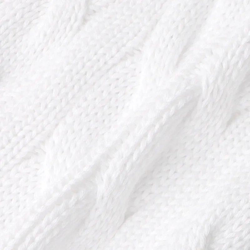 سترة بولو رالف لورين كابل متماسكة من القطن بياقة دائرية للنساء