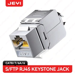 JEYI RJ45 Cat7 CAT6A Keystone Jack Module Toolless STP Type Zinc Alloy Module STP Shielded Self-Locking Network Coupler Adapter