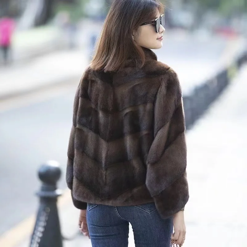 Ladies Real Mink Fur Coat, 100% Real High Quality Mink Fur Coat, Keep Warm in Winter Fashion Fur Coat