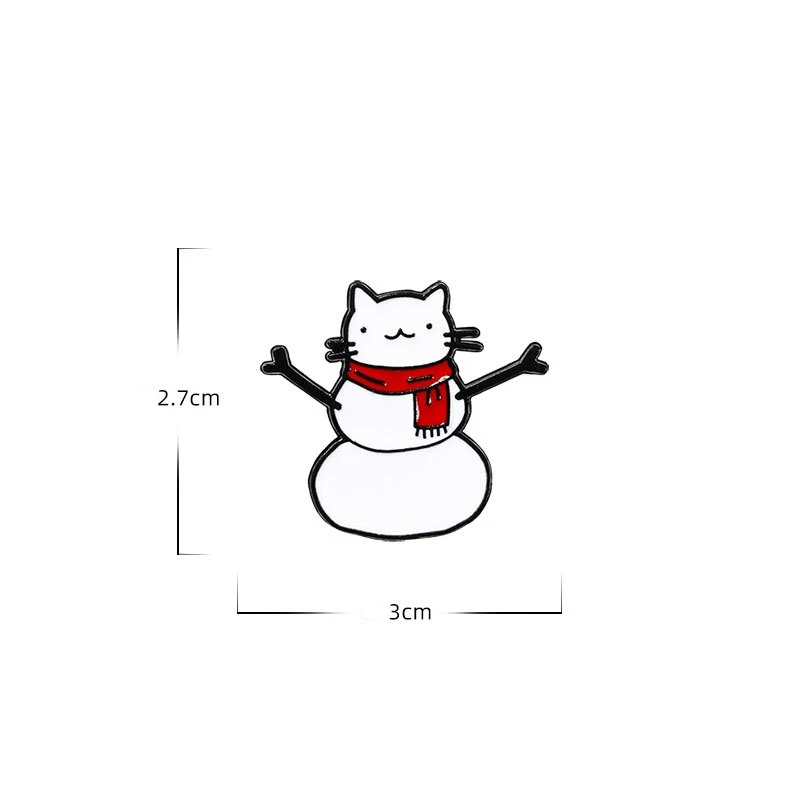 Cute Cartoon Cat Snowman Enamel Brooch Creative Christmas Day Lapel Pin Badge Backpack Clothing Hat Accessories