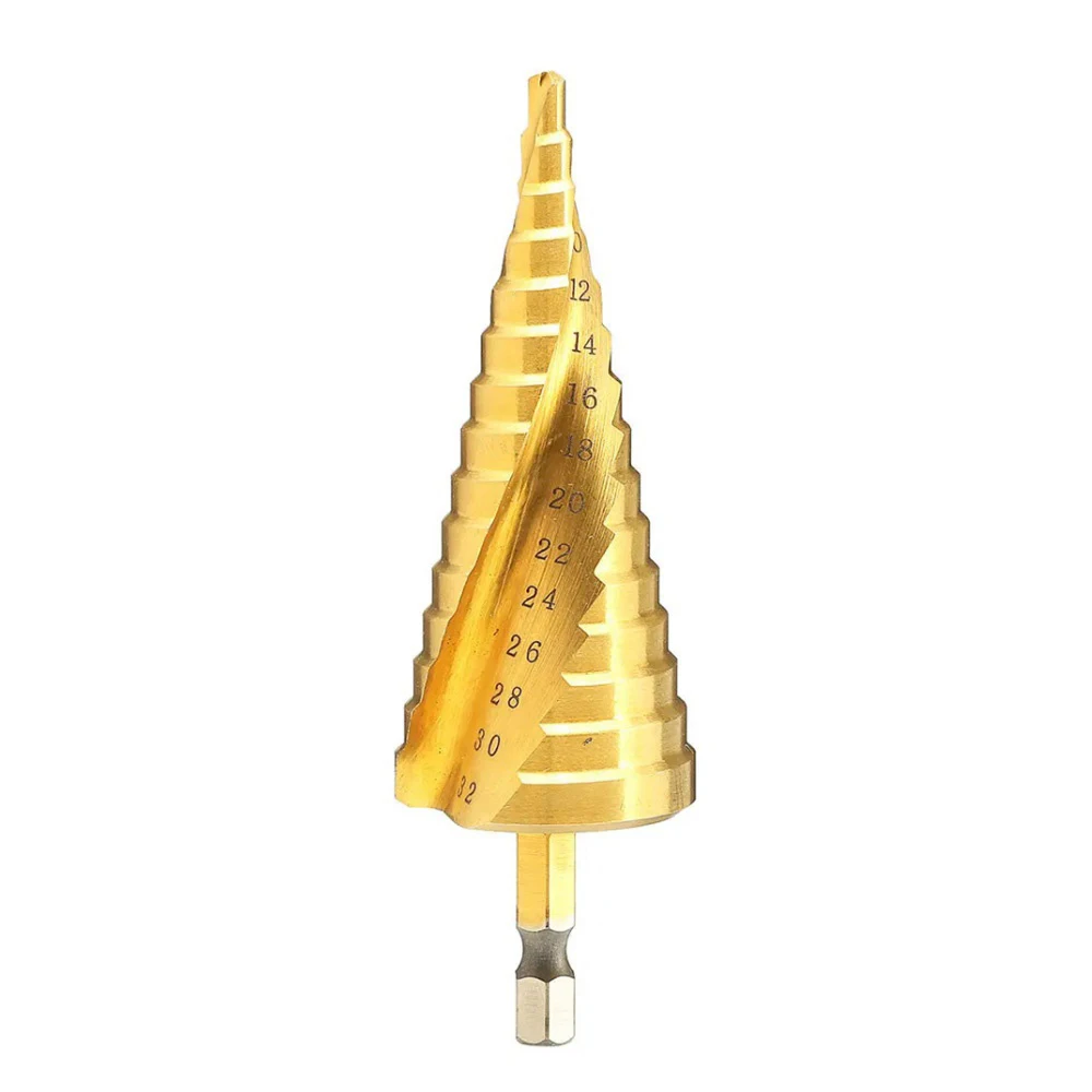 STONEGO 4-12/20/32mm HSS Spiral Grooved Center Drill Bit Solid Carbide Titanium Step Cone Drill Bit Drill Accessories