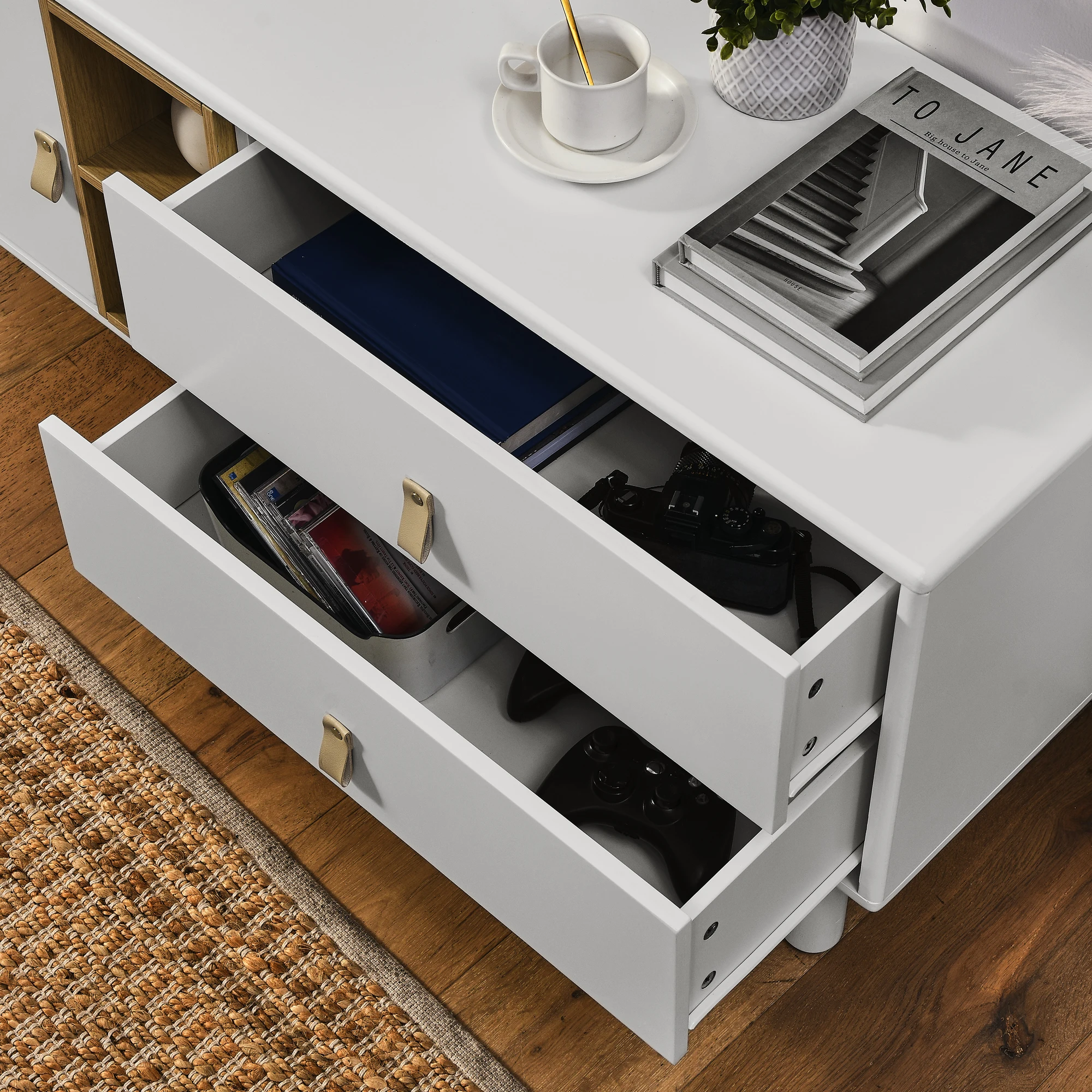 This TV cabinet with door drawers, storage cabinet, drawer cabinet, multifunctional modern TV cabinet, wooden storage cabinet wi