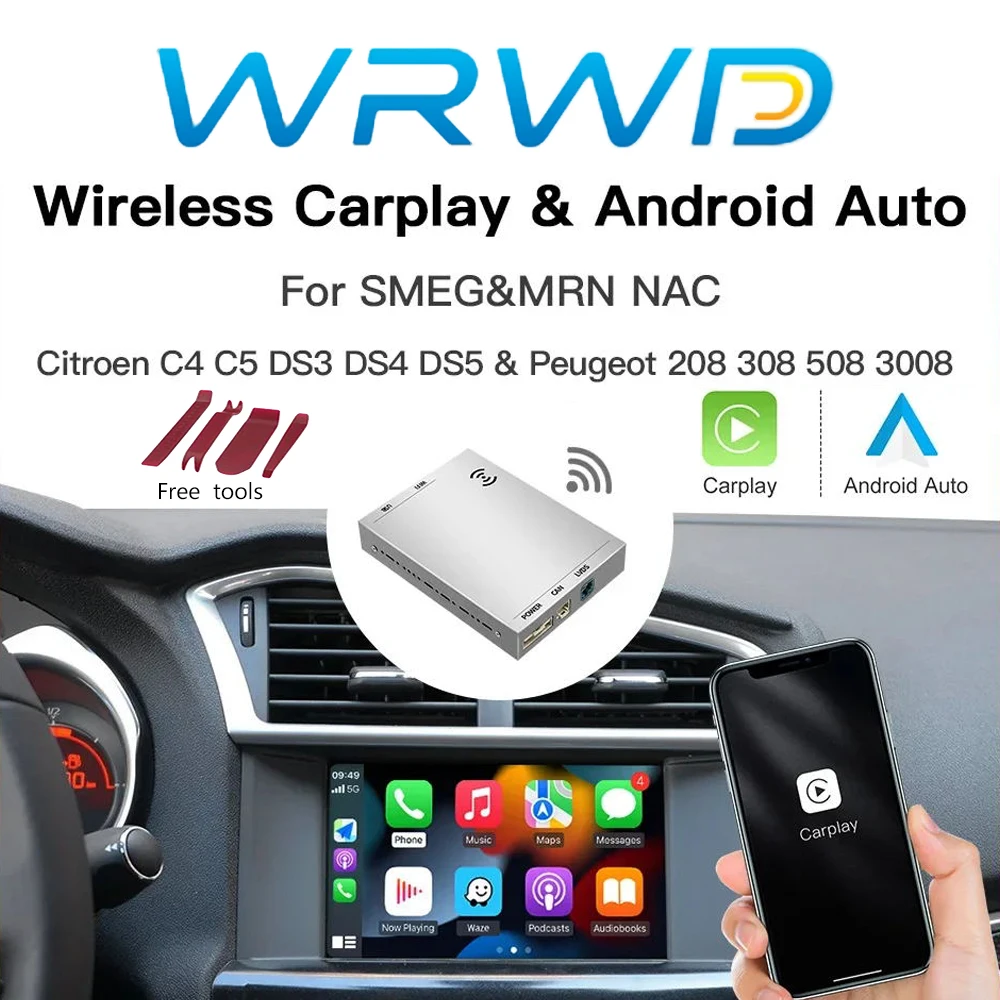 New Wireless Carplay adapter Android Auto For Peugeot&Citroen SMEG&MRN NAC 508 308 208 3008&C4 DS3 DS5 Support Reverse Camera