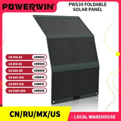 POWERWIN PWS30 33W Local Stock Foldable Solar Panel Type-C USB IP65 Water Soft ETFE for Fast Charge Mobile Devices