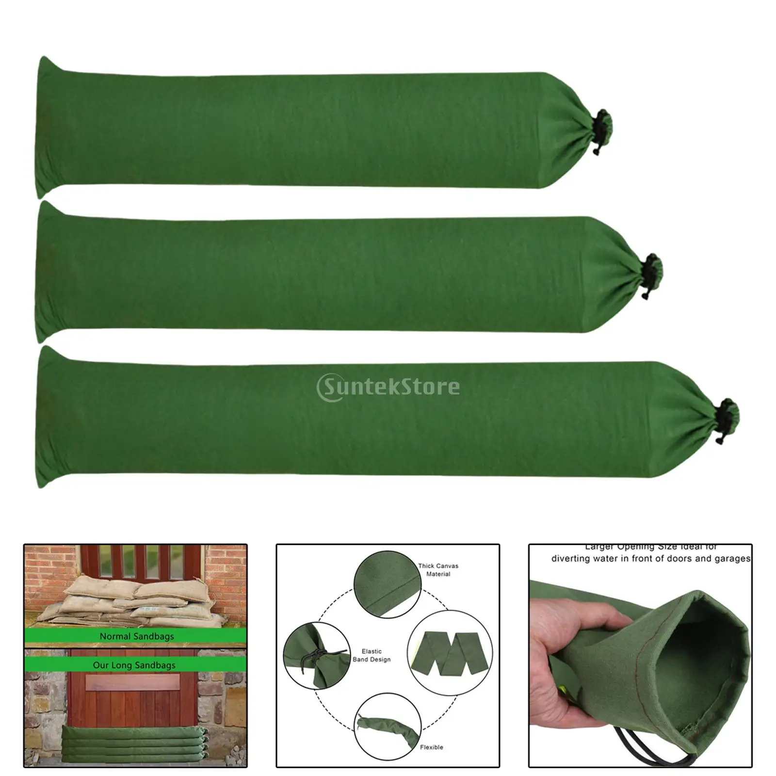 Flooding Sand Bag w Elastic Band Canvas for Home Door Outdoor Long Sand Bags for Flooding with Elastic Band