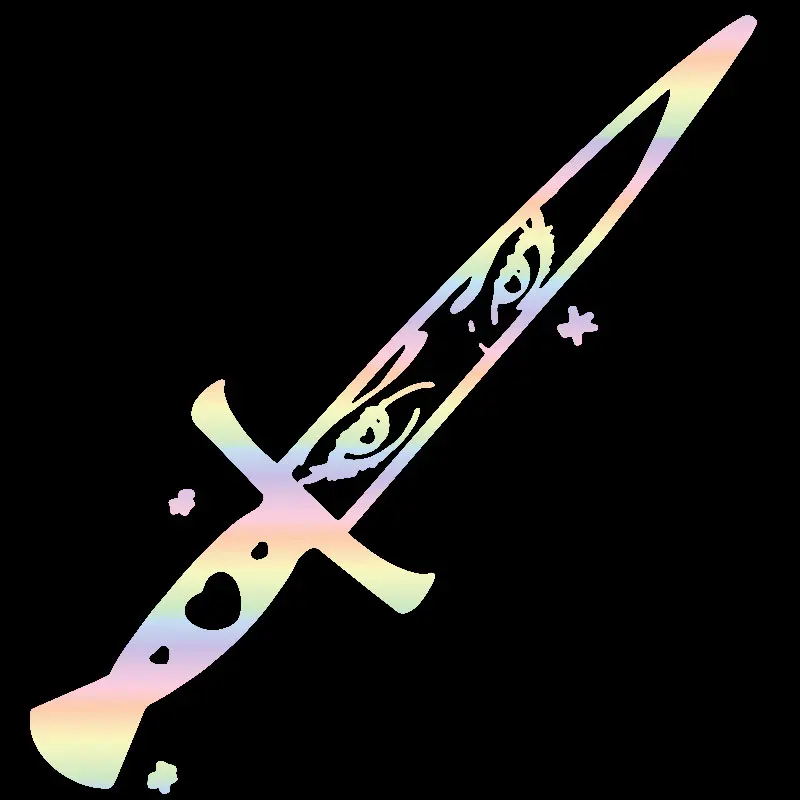 Kawaii Anime Eyes Knife Car Sticker Decoration Auto Parts Window Laptop Stickers Cartoon Senpai Dagger Waterproof Vinyl Decals