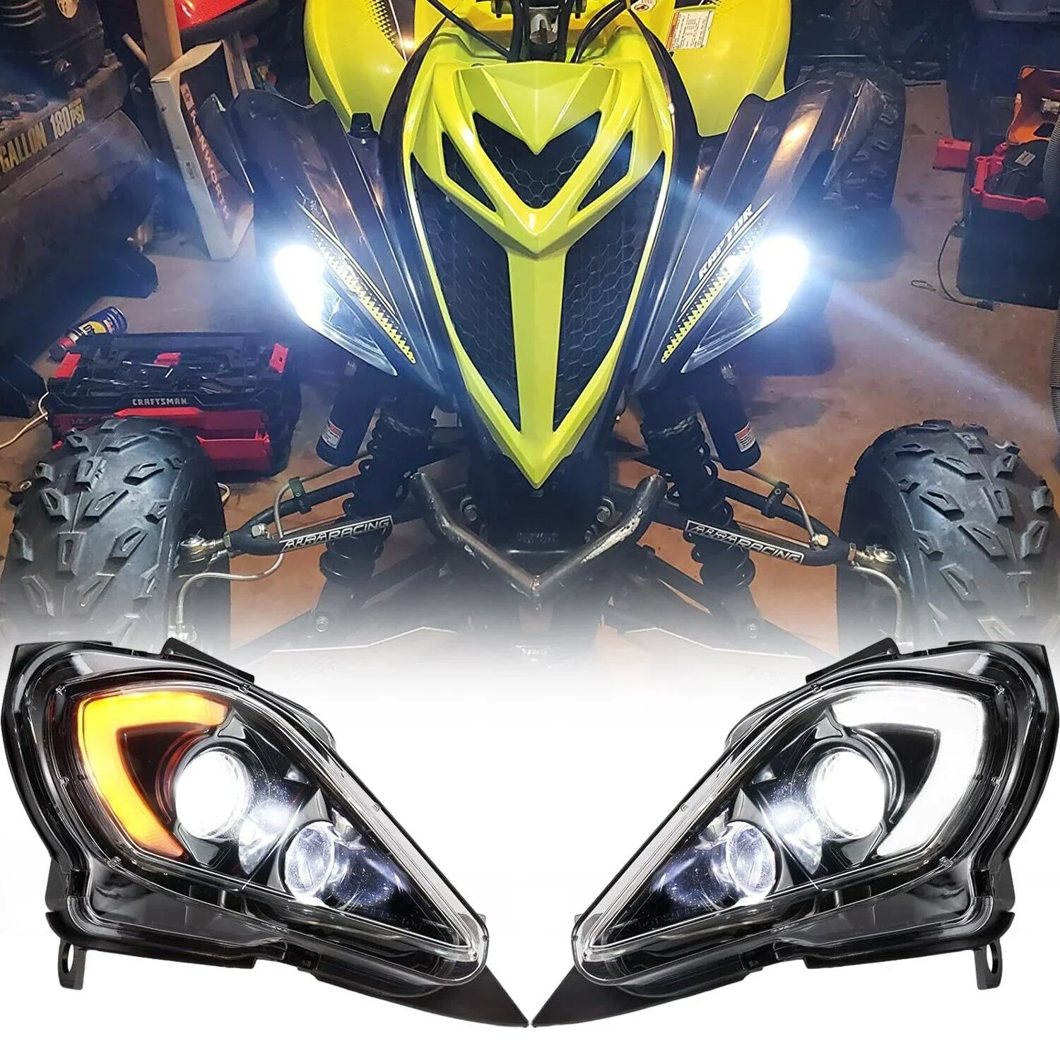 Led Koplamp Set Voor Yamaha Raptor 700 700r/250/350 Yfz450 Wolverine 2004-2024 - afbeelding 2