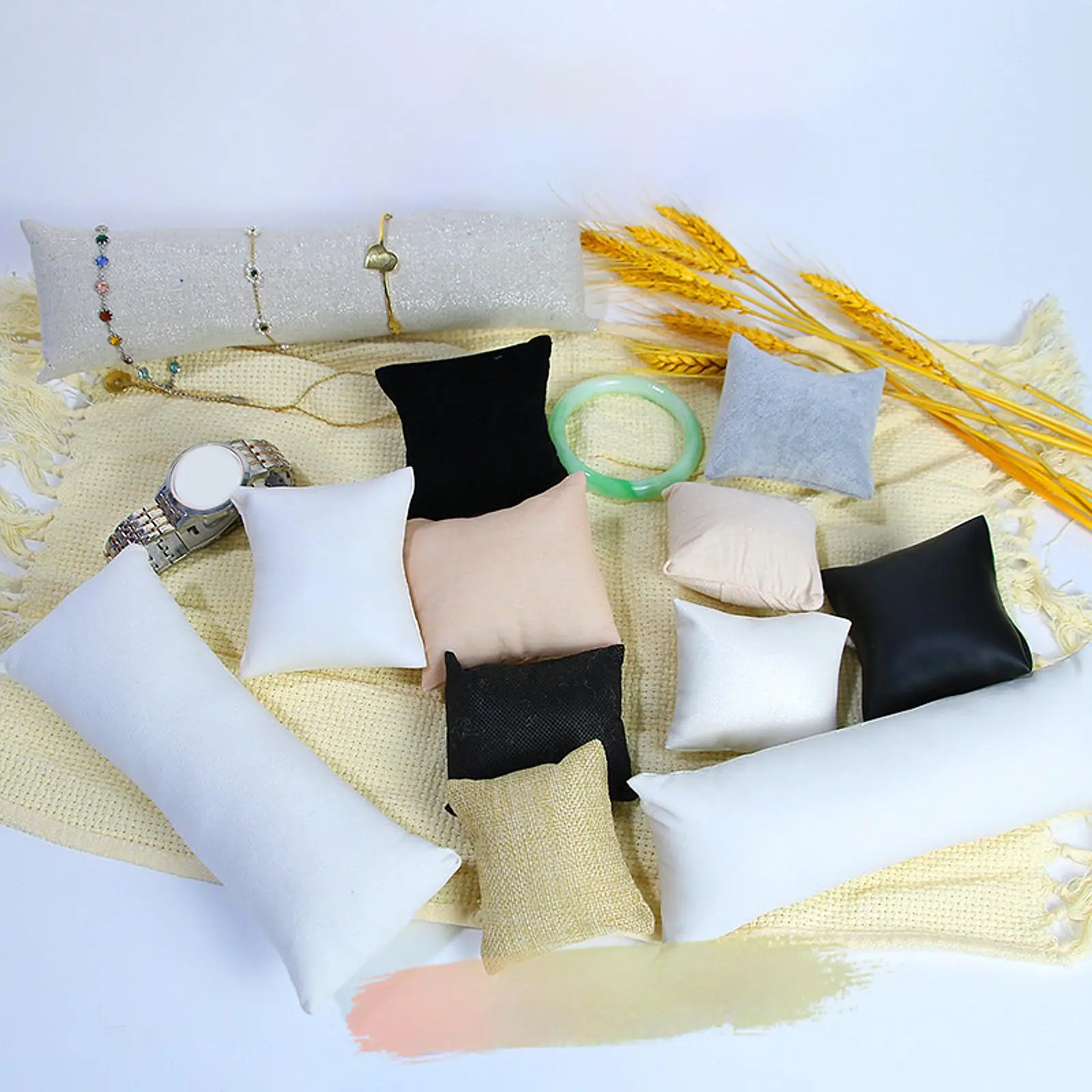 

12 шт., роскошные подушки для часов, держатель для браслета, мягкий бархатный поднос для ювелирных изделий для часов, кольца, ожерелья, элегантный счетчик магазина Di