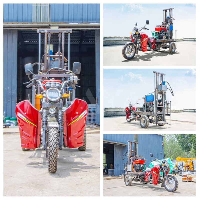 Maßgeschneiderte günstige Minenbohrgeräte 100 m, 150 m, 200 m, 300 m, 350 m, Motorrad modifizierte Benzin-Wasserbrunnenbohrgeräte