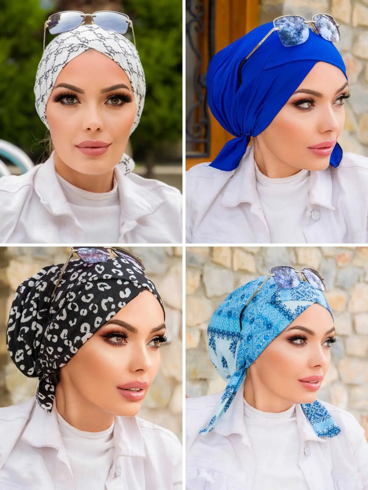 Cross Bonnets, Patterned Bonnet Muslim Fashion Shawl Casual Bonnet Summer Clothing Muslim Woman