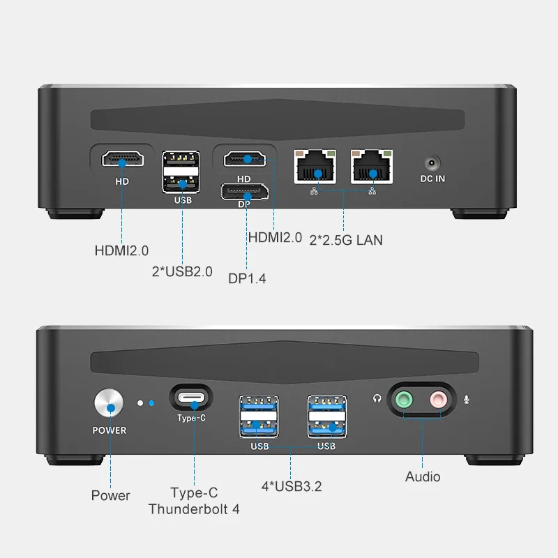 TOPTON 13th Gen Gaming Mini PC i9 13900H i7 13700H Intel Thunderbolt 4 DDR5 DDR4 PCIE4.0 Gamer Computer 2*2.5G LAN 4*4K WiFi6