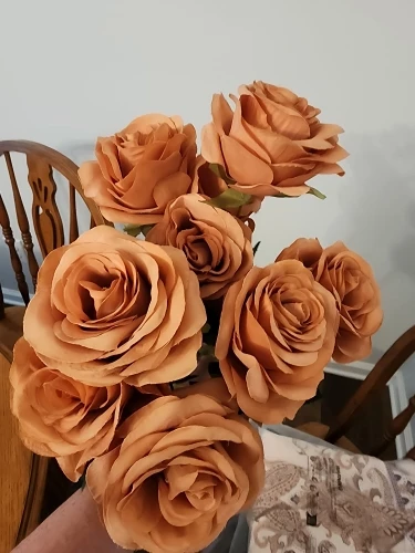 9Heads Roses Bouquet Artificial Flower Brown Coffee Rose Fake Rose Home Decoration Wedding photo review