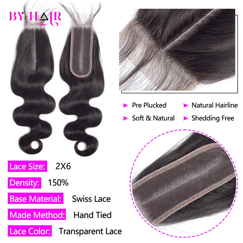 26 Inch Body Wave Bundles With Closure Brazilian Hair Weave 3/4 Bundles With Closure Natural Human Hair Bundles With 2X6 Closure image 4