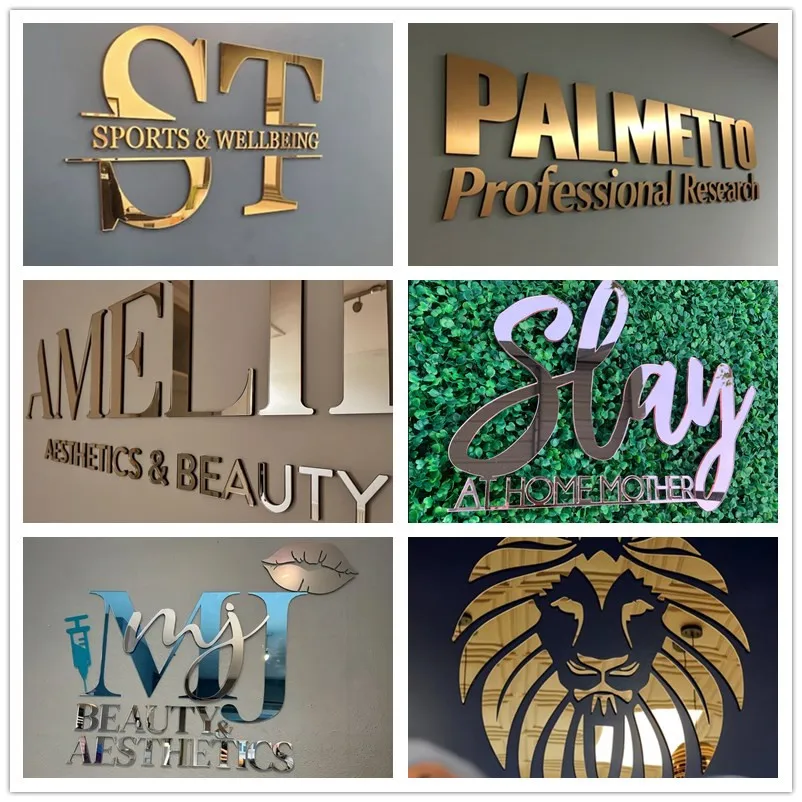 Custom Acrylic Sign Mirror Logos Business Logo Sign Beauty Salon Sign 3d Business Sign, Business Signboard, Aesthetic Salon Sign