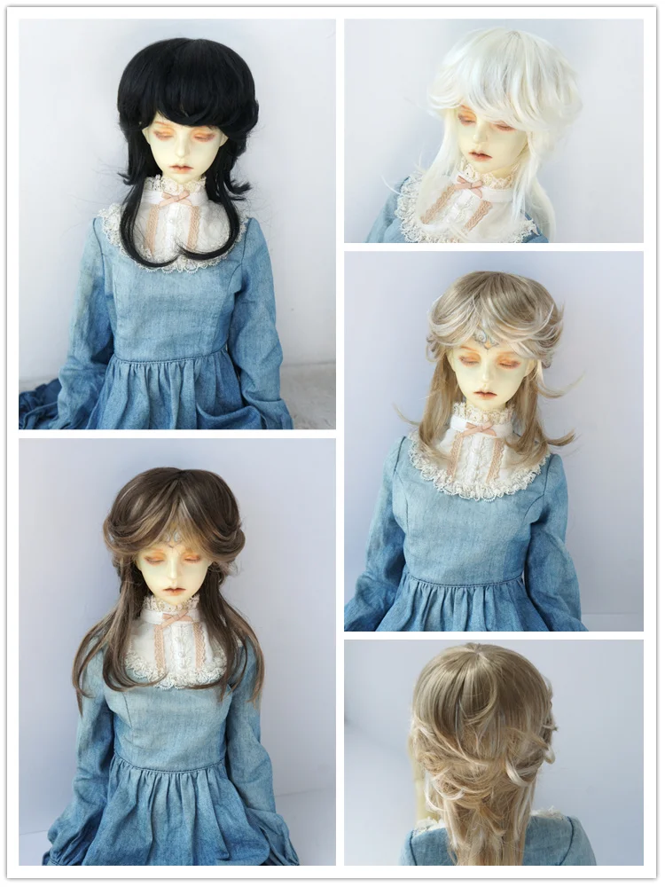 JD696 1/4 1/3 Fashion Curly Synthetic Mohiar BJD Wigs Suit For MSD SD Wholesale Size 7-8inch 8-9 Inch Hair Doll Accessories