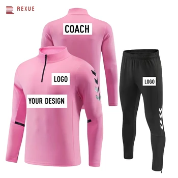 New Winter Football Tracksuit For Men 24/25 Full Customize Soccer Gym Running Jacket/ Pants Workout Training Sweatshirt For Male