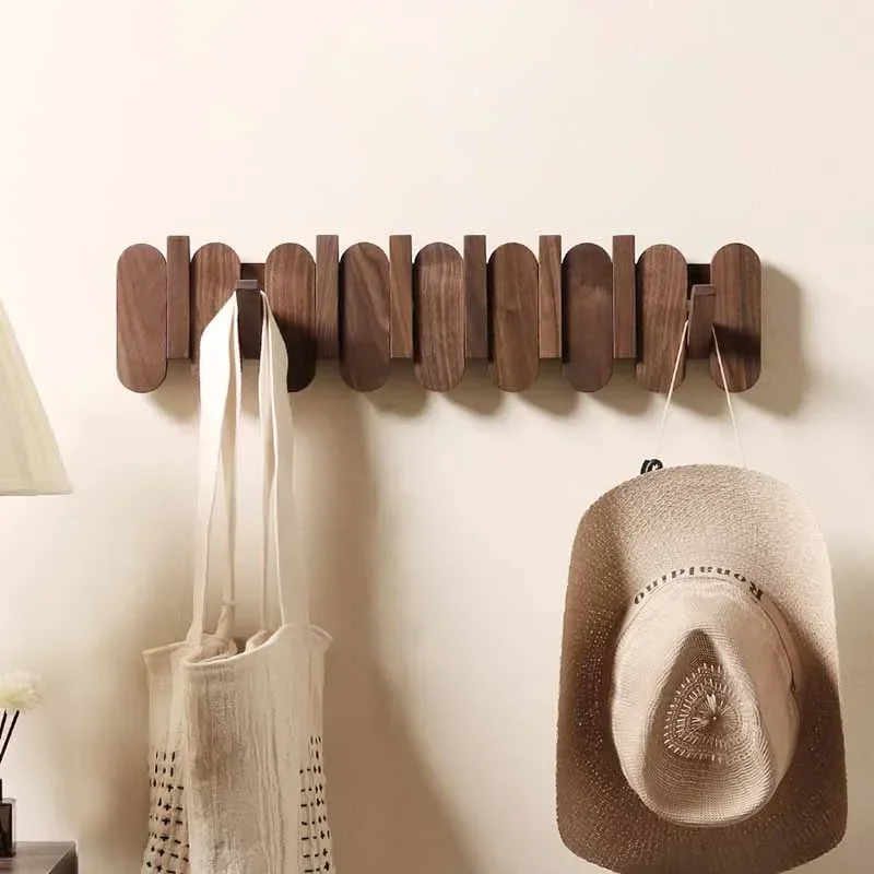Luxe wandkapstok walnoothout kledingjurk hanger haken rugzak jas broek interieur meubilair slaapkamer kledingopslag - afbeelding 2