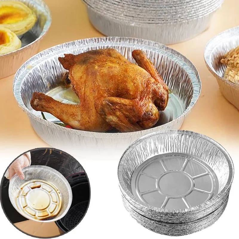 Plateau rotatif en aluminium, friteuse à air, récipients alimentaires jetables, bols pour barbecue, boîtes à gâteaux à emporter, boîte d'emballage en aluminium