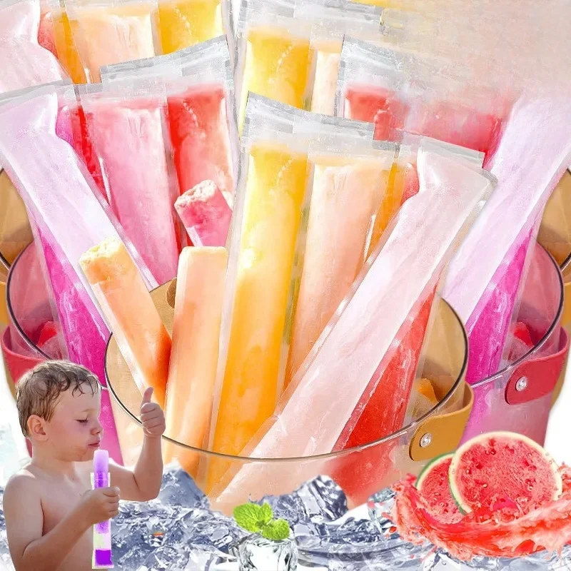500/50x sac à glace Transparent pour la fabrication de crème glacée bâton de gelée de Popsicle cassé avec étanchéité et sac de glace cassé épaissi