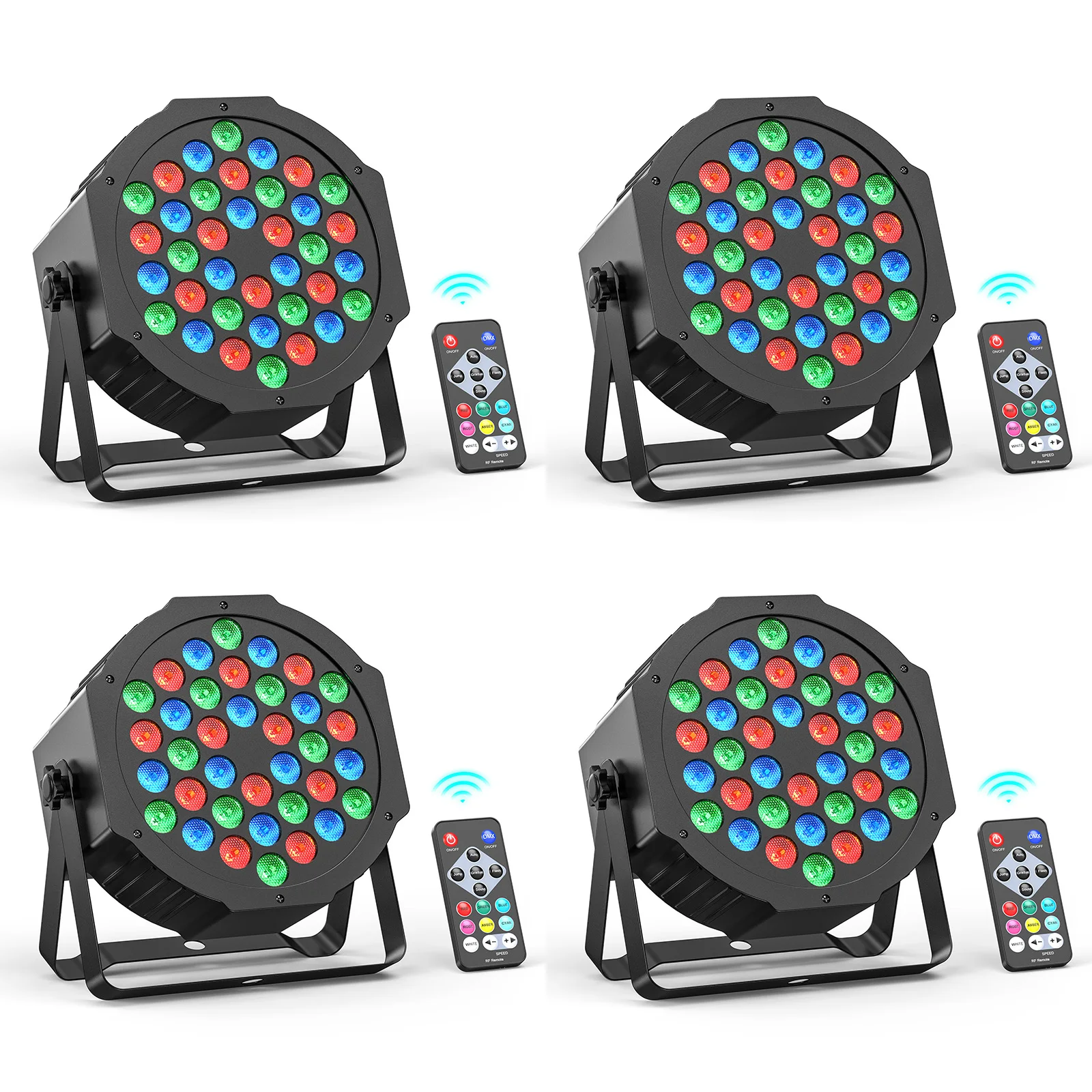 4Pcs Par Light 36 RGB LED Stage Party Light DMX512 With Sound Activated And Remote Control For DJ Party Show Halloween Christmas