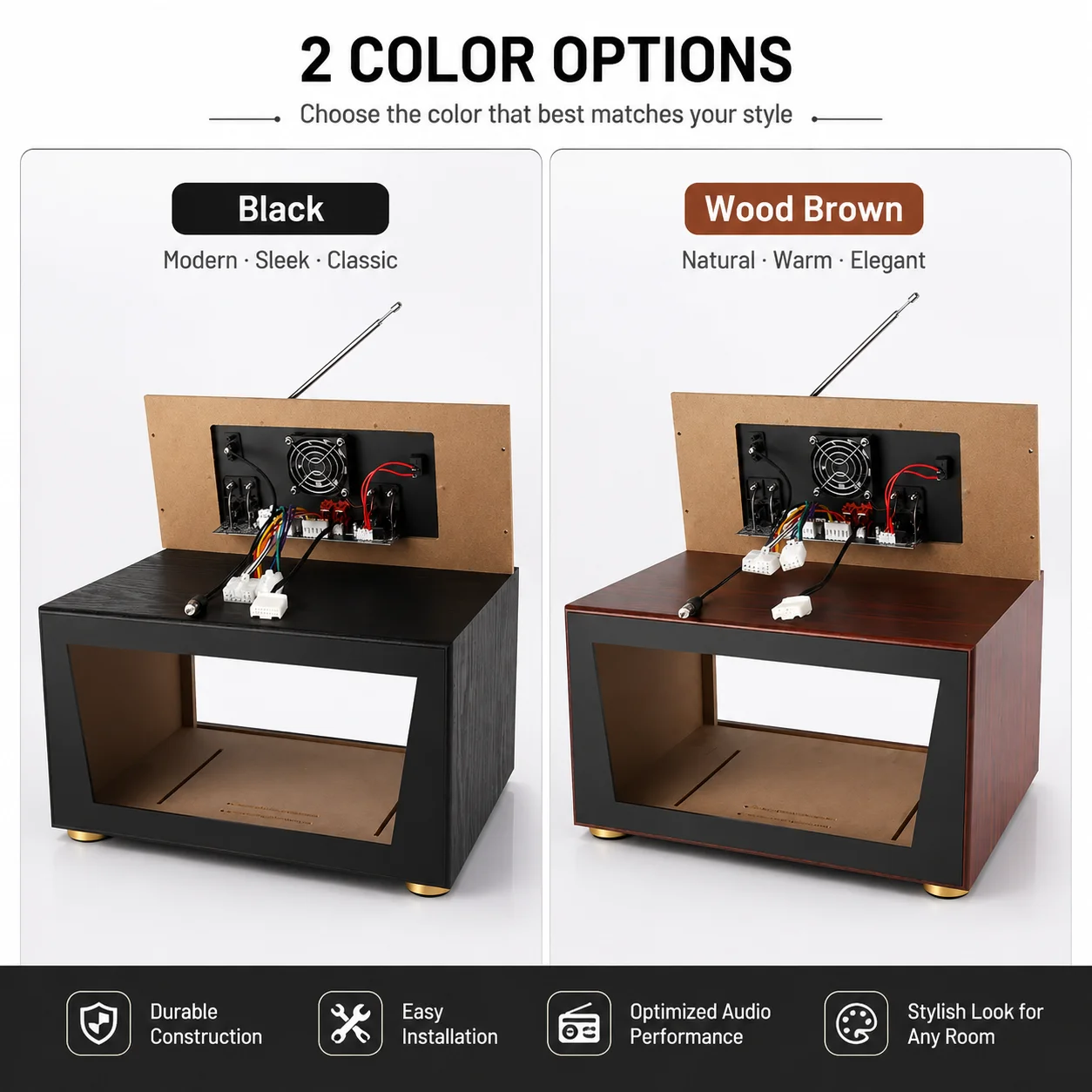 Car Radio Home Audio Enclosure Box for Toyota Camry Stereo Conversion Case DIY Desktop Audio Shell with Acrylic/Wood Finish Vint