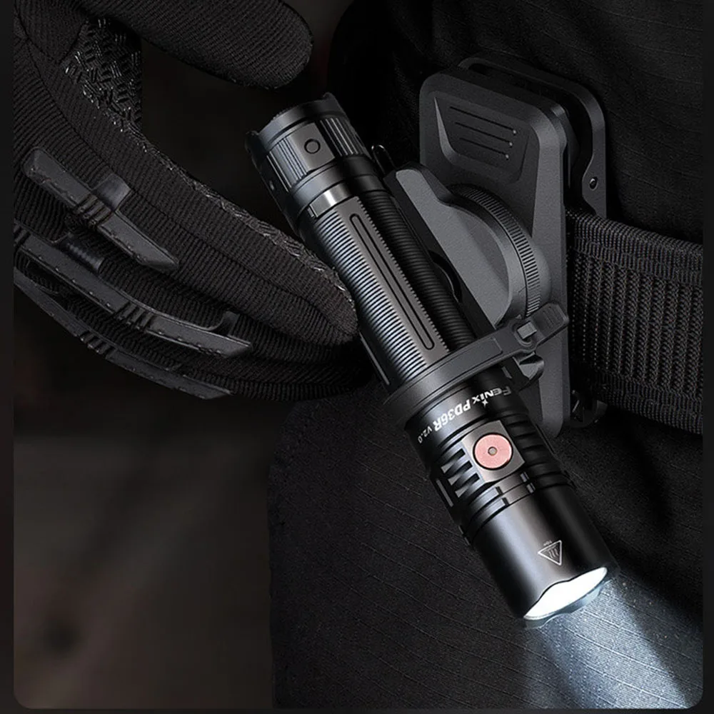 Tactical Molle Flashlight Holster with Quick Release Lever Lock 360° Rotatable Belt Clip for Security Military Patrol Duty Gear