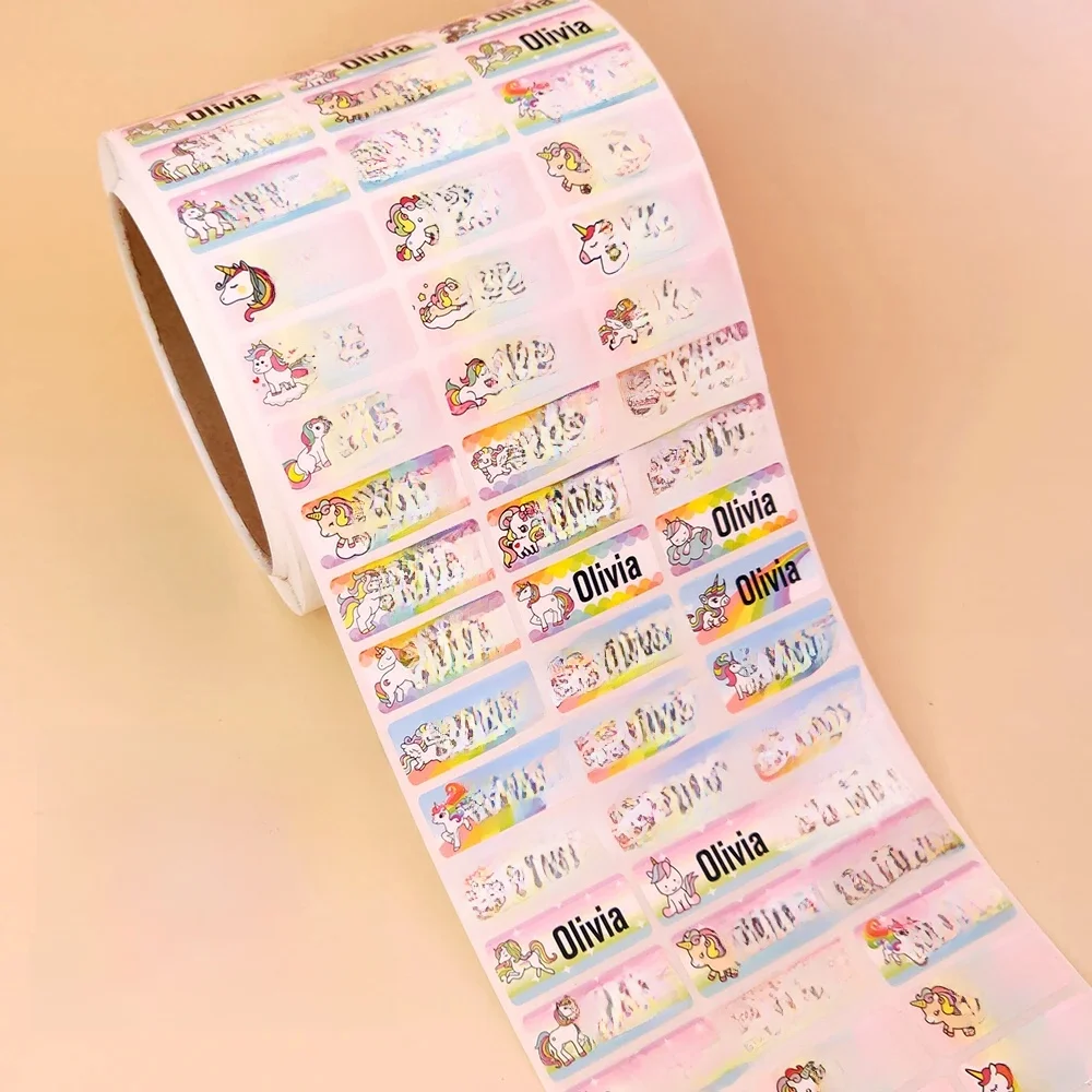 Niestandardowa naklejka z imieniem Wodoodporne naklejki Kawaii Naklejki Spersonalizowana etykieta z imieniem dla dzieci Butelka na artykuły papiernicze — 2