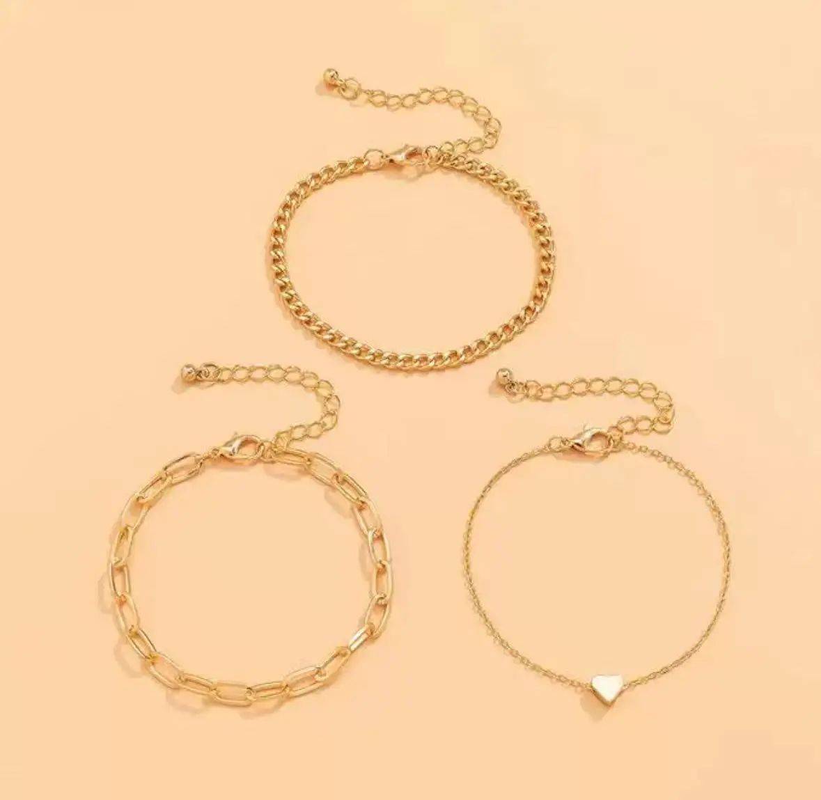 قابل للتعديل الشرير الأفعى العظام سلسلة سوار مع قلادة القلب. البوهيمي متعدد الطبقات الذهبي لهجة سلسلة مجوهرات للنساء، منفعل الرجعية