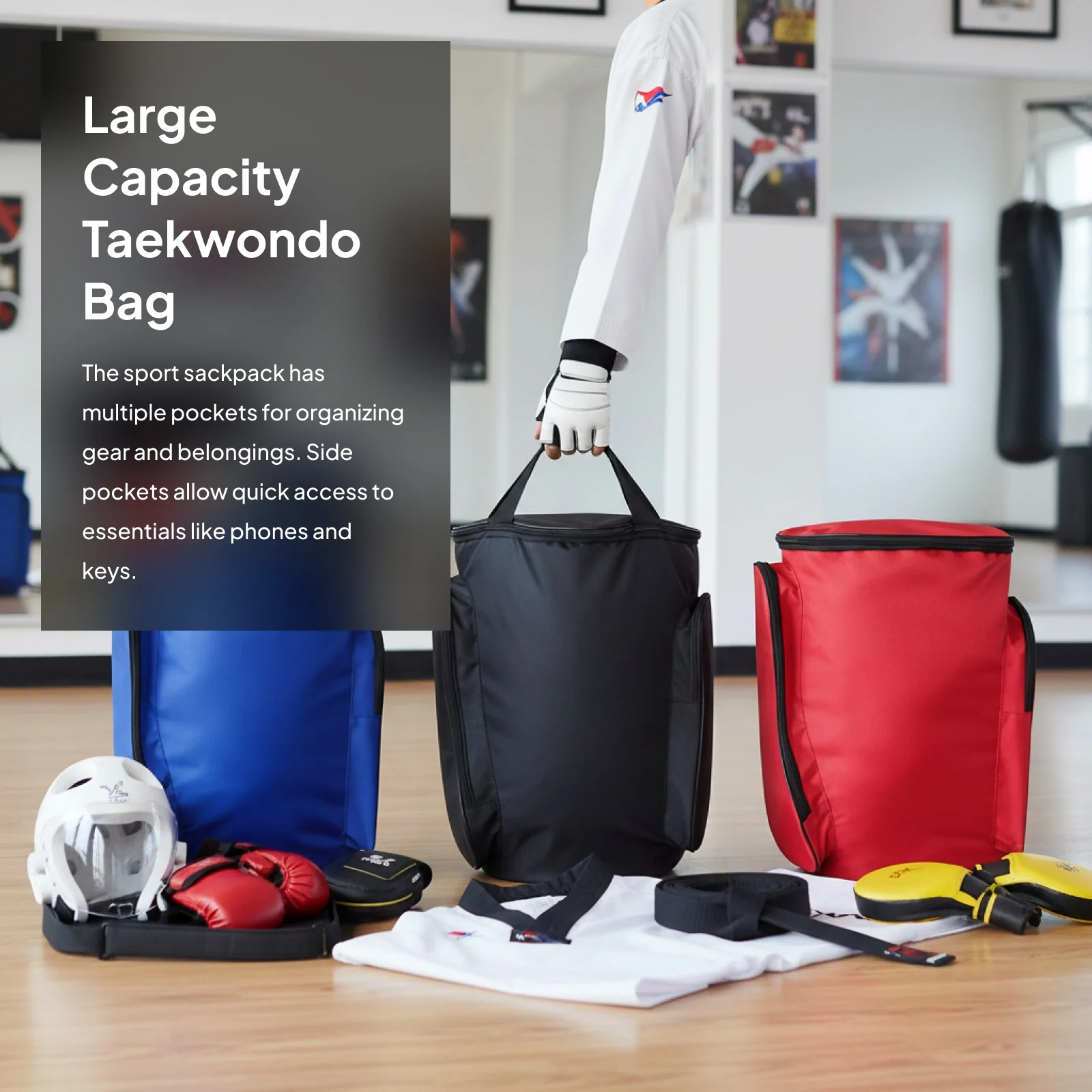 

Large Capacity Taekwondo Bag Sport Gear Bag Kickboxing Muay Thai Exercise Equipment for Martial Arts Karate Fitness Workout
