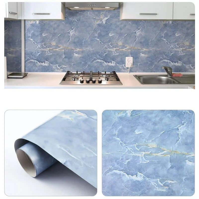 60cm modern style decorative waterproof moisture-proof oil proof pseudo marble self-adhesive wallpaper kitchen background