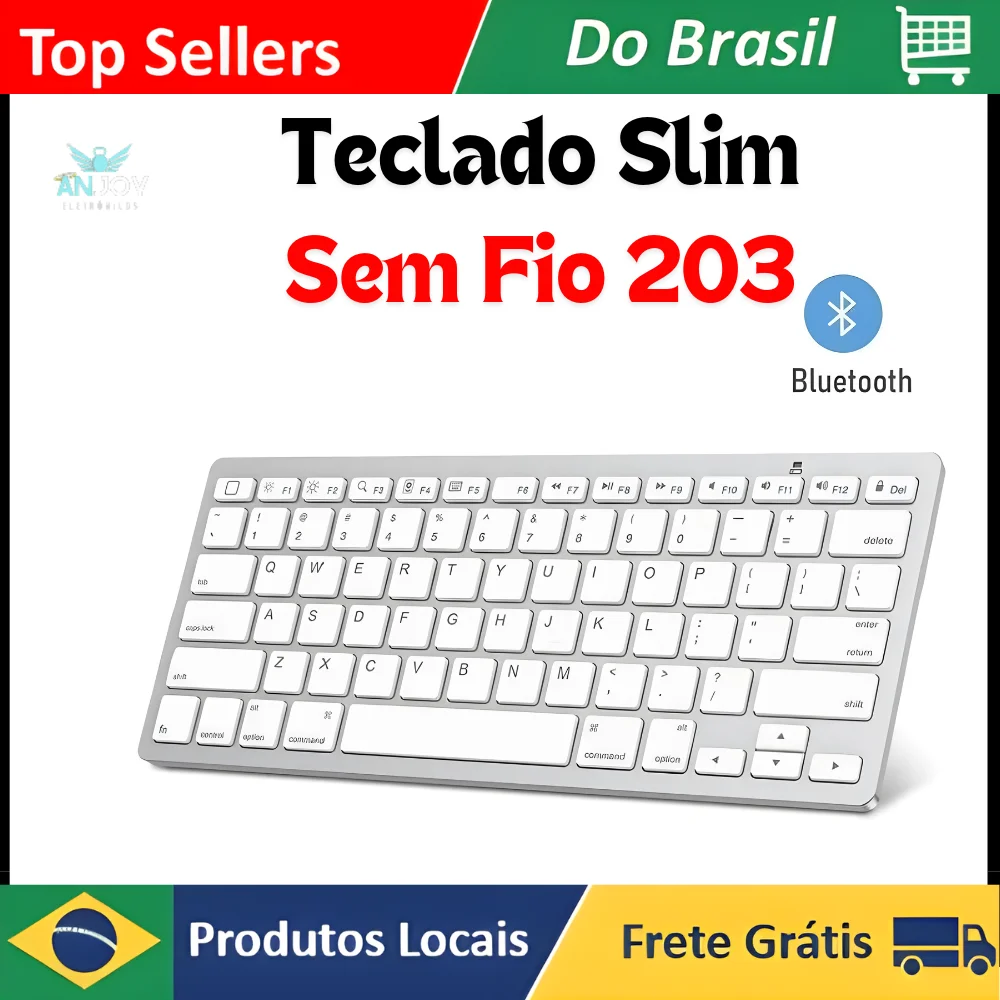 Teclado Slim Sem Fio Compacto Bluetooth - Modelo Classe 203 para Computador