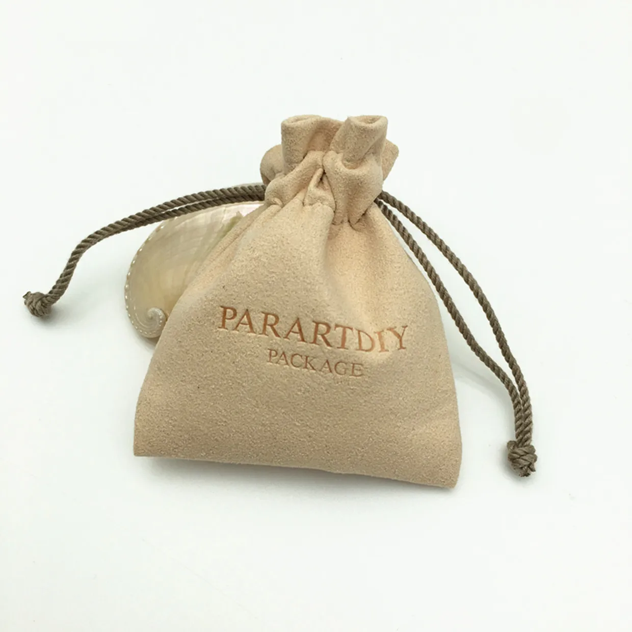 50pcs ivory personalized color logo drawstring bag custom bagging bag jewelry pouch necklace bag suede bag skin care product bag