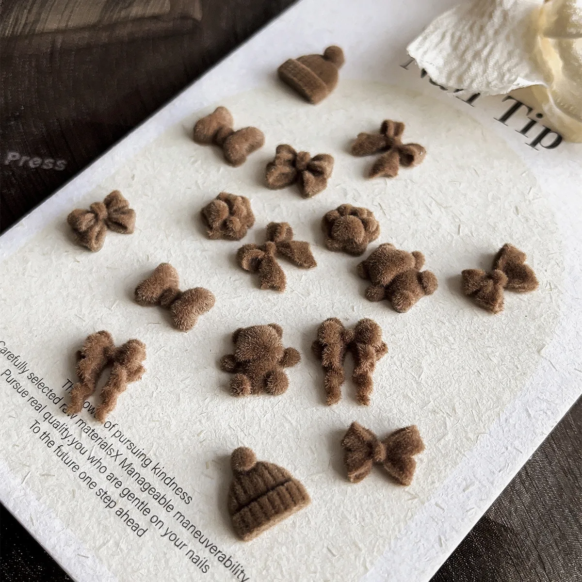 20 قطعة القوس المخملي لطيف القط مخلب مسمار السحر Kawaii الراتنج حجر الراين مسمار الفن لوازم الديكور أجزاء DIY بها بنفسك أدوات مانيكير الشتاء #3