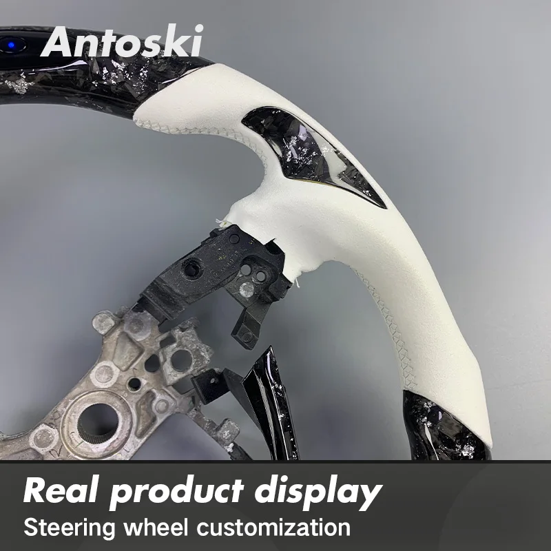 عجلة قيادة من ألياف الكربون مزورة من جلد الغزال مخصصة لسيارة Honda Accord الجيل العاشر 2018-2023 مجهزة بمصابيح LED #5