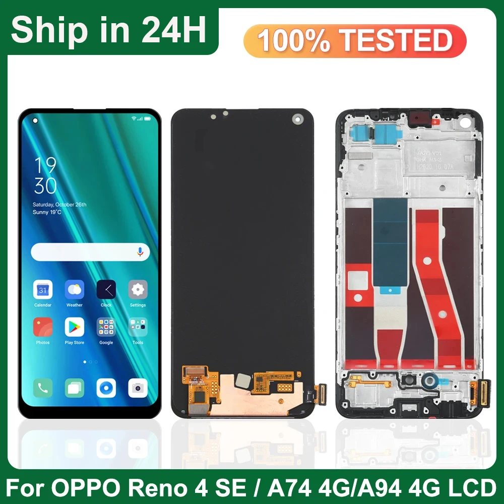 

6.43" AMOLED A74 4G Screen For OPPO A94 4G CPH2203 LCD Display Touch Screen Replacement Digitizer For OPPO Reno4 SE Display