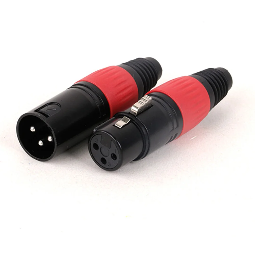 1pc 3Pin XLR Male/Female Plug Wire Connector 3 Poles XLR Microphone Plug MIC Cable Terminal Connector Black&Silver