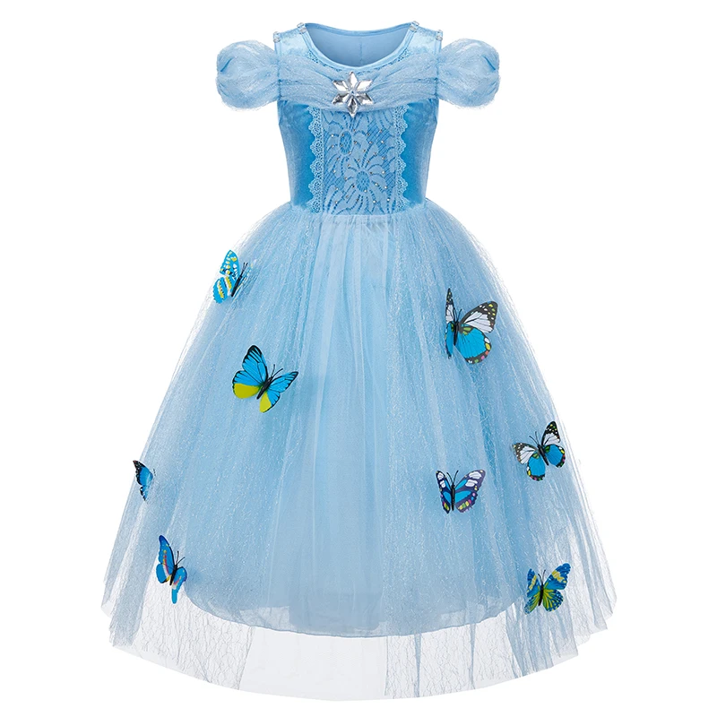 Fantasia de haloween para meninas, vestido de princesa cinderela, cintura tridimensional, borboleta, vestido fofo, fantasia de dramatização infantil