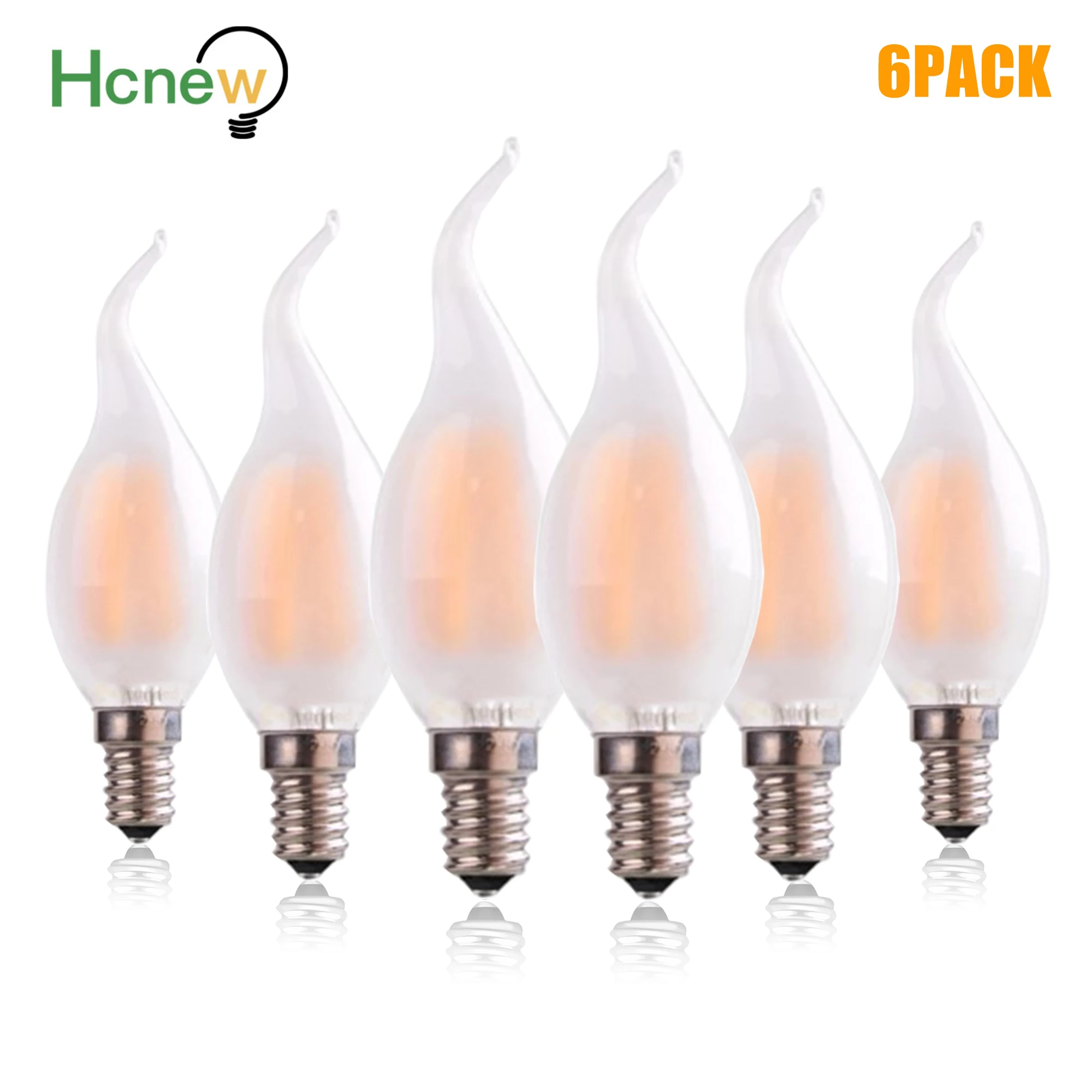 6PCS C35 Retro เทียนหลอดไฟ E14 E12 4W 6W Frosted แก้ว Warm White 2700K Filament หลอดไฟโคมไฟระย้า Home Deco