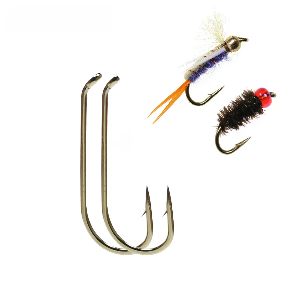 ICERIO-Crochet de fixation de mouches standard avec ardillon, support de nymphe sèche, 8 # à 22 #, 100 pièces, 200 pièces