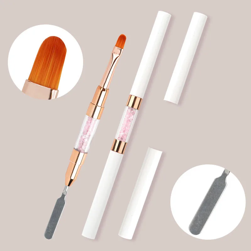 Double-ended nail brush, diamond-filled nail art brush, UV gel nail polish brush, detail pen, dead skin removal nail art tools