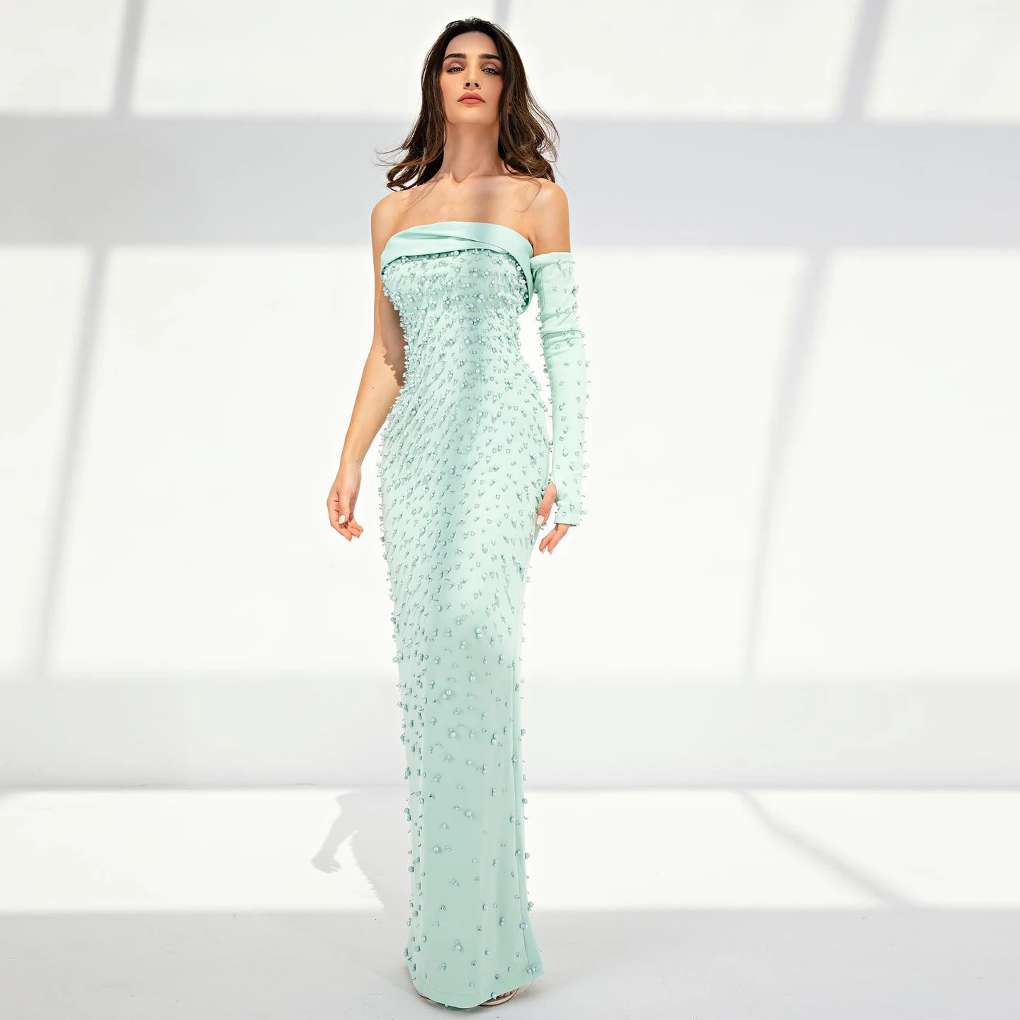 Sharon Said Luxe Saliegroene Zeemeermin Avondjurken met Cape Mintgroen voor Vrouwen Bruiloft Galajurken SS378 Aangepast